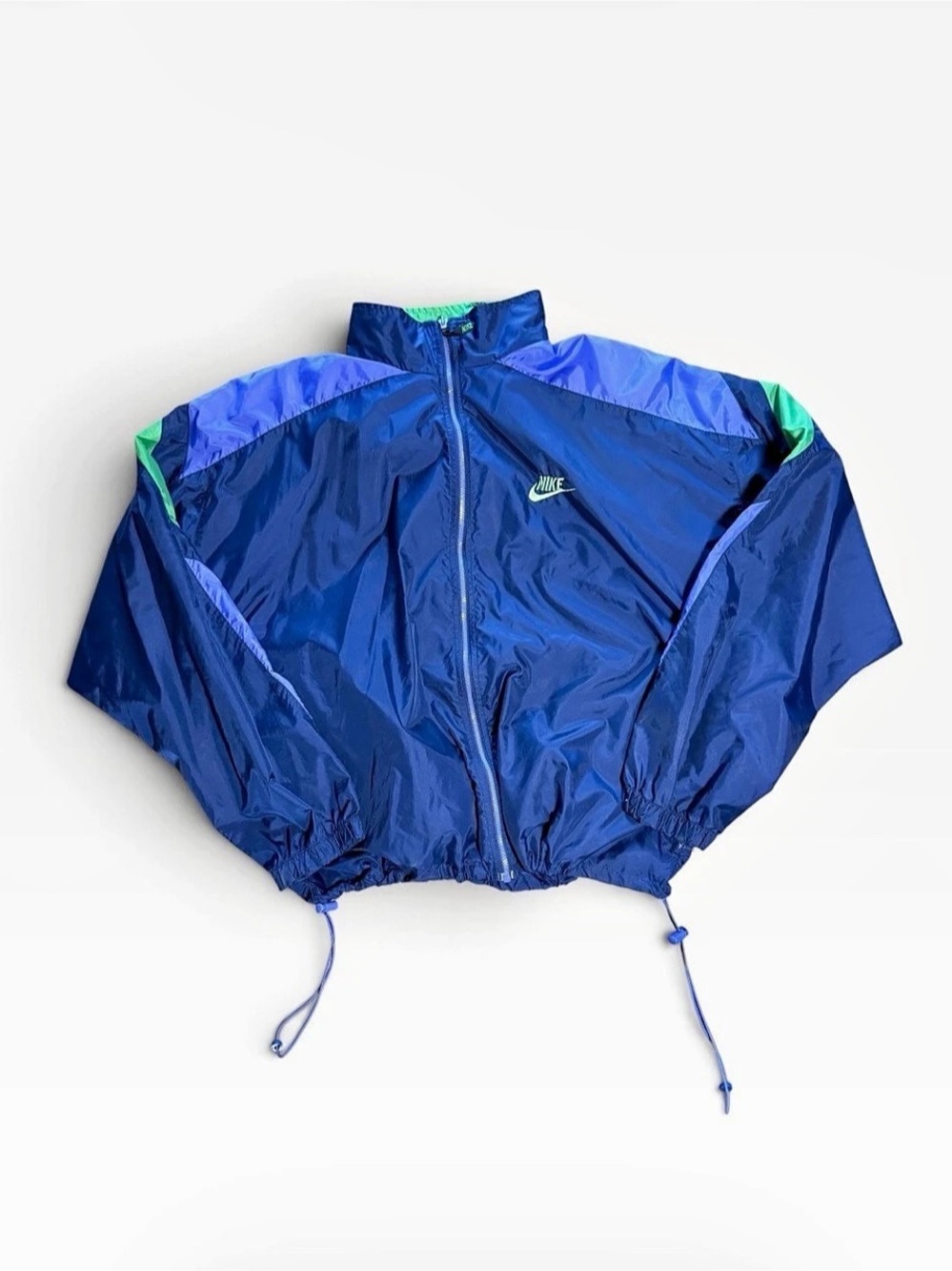 Vintage 90s Nike Windbreaker Jacket Youth XL 18 Blue Green Colorblock Nylon